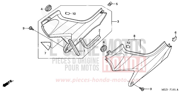 SIDE COVER (CB600F3/4/5/6) for CB600F Hornet QUASAR SILVER METALLIC (NHA48) from 2005